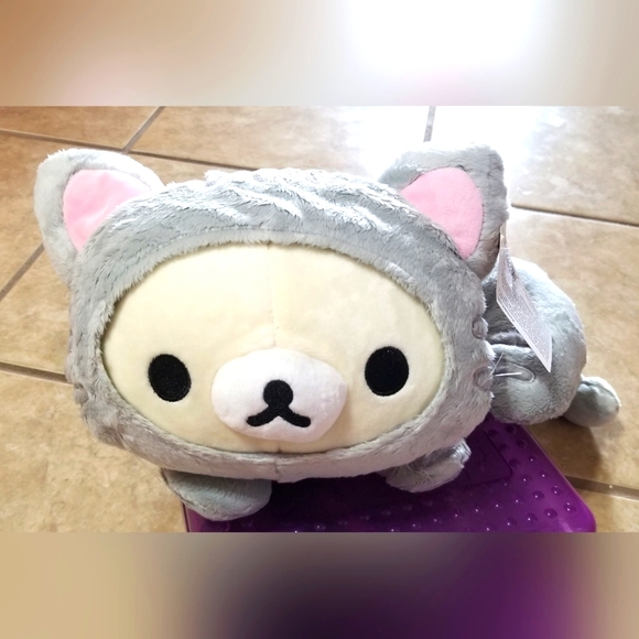 San-X Korilakkuma Laying Gray Cat 14 Inch Plush - Picture 1 of 9